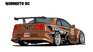 The Best Nissan R34 NFS Underground Version How To Draw a Nissan Skyline [upl. by Mccollum]