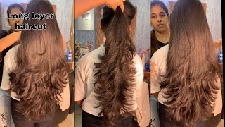 Long layer haircut tutorial  how to maintain length in long hair  layers haircut [upl. by Sammie]