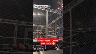 USOS SPLASH TOP OF THE CAGE 🔥 🎥 ringsidebeard tribalchief wwe romanreings jimmyuso usos [upl. by Wiley]