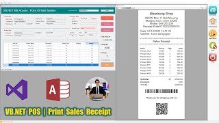 VBNET MS Access POS Quick Test  Print Barcode and QR Code on the receipt  Visual Studio 2019 [upl. by Airdnas761]