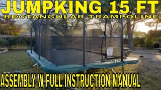 Jumpking Rectangle Trampoline Unboxing Assembly w FULL INSTRUCTION MANUAL [upl. by Ariana]