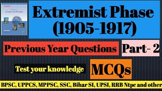 Extremist Phase MCQs Part2  PYQ  Lucent Objective  For all competitive exams [upl. by Arima]