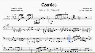 Czardas Sheet Music for Tuba and Contrabass Bass Clef [upl. by Aicnerolf]