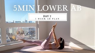 5MIN Lower Ab Burn  DAY 2  1 WEEK PILATES AB PLAN   verbal cues [upl. by Sinoda]