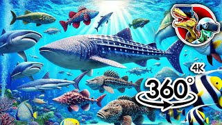 360 Gient Sea Fishes Size Comparison  360 video 4K [upl. by Ydnolem]