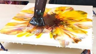 Summer Flower Acrylic Pour With a Hairdryer [upl. by Namus]