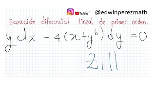 14 ydx4xy6dy0 Ecuación diferencial lineal de primer orden Factor integrante [upl. by Ttevi]