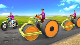 রোড রোলার হুইল মোটর বাইক Road Roller Wheel Motor Bike Golpo 3D Animated Bangla MoralStories MaaMaaTV [upl. by Rorke]