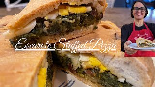 Escarole Stuffed Pizza Recipe  Pizza di Scarole  How to make escarole pizza [upl. by Crudden]