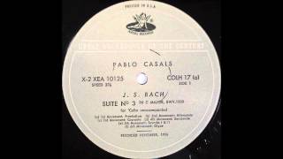 BACH CELLO SUITE NO 3 CASALS CELLO [upl. by Rouvin]