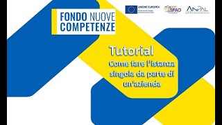 Fondo nuove competenze  Videotutorial 02 istanza singola azienda v21gen2021 [upl. by Clotilda]