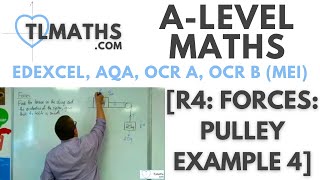 ALevel Maths R409 Forces Pulley Example 4 [upl. by Dietrich]