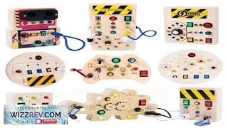 Montessori Busy Board Sensory Toys Wooden With LED Light Switch Control Board Review [upl. by Margy]