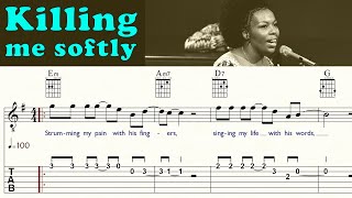 KILLING ME SOFTLY  ROBERTA FLACK  Guitar Lesson  Melody Chords amp Lyrics  TAB amp Sheet music [upl. by Adiraf]