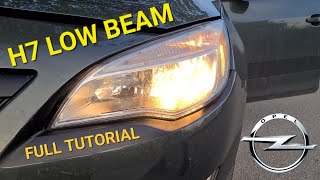 Opel Astra J H7 Headlight Bulb Replacement DipLow Beam  Full Tutorial [upl. by Cornie658]