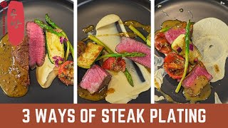 Three Different Ways of Plating Steak  Steak Cabbage Puree Peppercorn Sauce [upl. by Eelir]