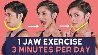 ONE JAW EXERCISE for THREE MINUTES per day to get a FIRM FACE [upl. by Ecirtaed]