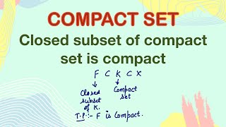 Closed subset of a compact set is compact  Compact set  Real analysis  Topology  Compactness [upl. by Ruthven328]