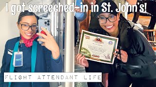 I GOT SCREECHED IN IN ST JOHNS  Flight Attendant Life [upl. by Adorl]