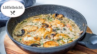 Champignon Rahmsoße mit Hähnchen  Rezept lecker und einfach  Champignon Rahmsauce [upl. by Phox]