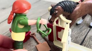 Horse stables Play with horse toys movie [upl. by Yelrak]