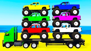 LEARN COLORS w Monster Truck amp Learn Numbers for Kids w Cars Cartoon Learning Video [upl. by Dranyar408]