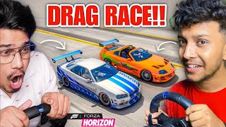 I CHALLENGE NotGamerFleet FOR A SUPER CARS DRAG RACE 😱 FORZA HORIZON 5  LOGITECH G29 [upl. by Nevlin432]