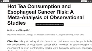 Consommation de thé chaud et risque de cancer de lœsophage métaanalyse détudes observationnelles [upl. by Eidnam]