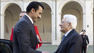 MATTARELLA RICEVE L’EMIRO DEL QATAR ALTHANI AL QUIRINALE [upl. by Shayna]