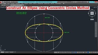 Construct An Ellipse Using Concentric Circles Method [upl. by Leahplar]