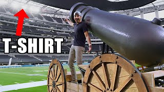 Worlds Largest TShirt Cannon breaks the roof [upl. by Ynotna]