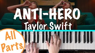 ANTIHERO  Taylor Swift Piano Tutorial chords accompaniment [upl. by Sherwin299]