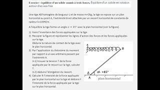 Exercice  équilibre d’un solide soumis à trois forces et en rotation autour dun axe fixe [upl. by Htebezile185]