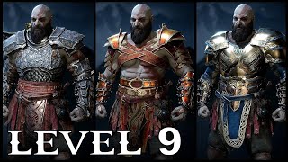 God of War Ragnarök  All Armor Weapons Shields and Items at Level 9 [upl. by Witcher]