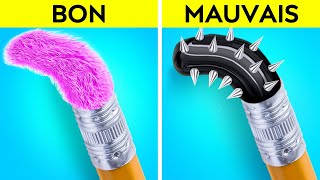 BONNES VS MAUVAISES ASTUCES POUR LÉCOLE  Des trucs et Des Bricolages Pour les Parents Par 123 GO [upl. by Reinhardt]