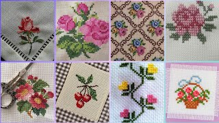 Floral cross stitch Hand embroidery thick cotton  Beautifull Hand cross stitch [upl. by Noisla]