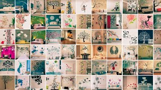 100 WALL PAINTING DESIGN IDEAS  WALL STENCIL DESIGNS  WALL STICKERS DECORATION IDEAS FOR WALL 🧱 [upl. by Metcalf]