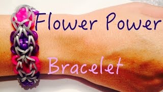 Rainbow Loom Flower Power Bracelet Tutrorial How To Advanced français [upl. by Bish]