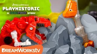 Dinotrux Skya and Dozer Trapped in a Rockslide  Dinotrux Presents PLAYHISTORIC [upl. by Jaime]