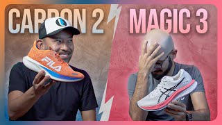 FILA RACER CARBON 2 ou ASICS MAGIC SPEED 3  Comparativo Pingpong [upl. by Sunny307]