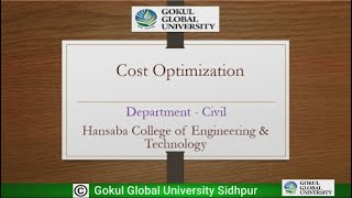 Cost Optimization  Civil Engineering  HCET [upl. by Noxaj310]