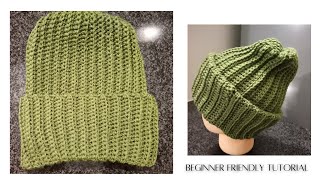 How to single crochet ribbed beanie  Easy tutorial for beginners [upl. by Daggett]