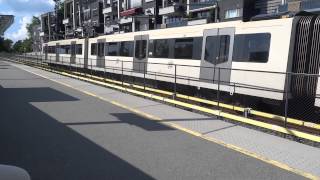 Oslo TBane Line 1 train arriving amp departing Holmenkollen [upl. by Yelnik864]