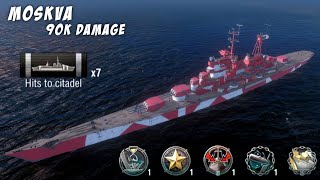 Moskva  Heavy Cruiser 90k dmg  World of Warships Blitz gameplay [upl. by Castra408]