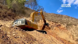 Unveiling an Excavator Operators Approach to Grading Down a Hill for Road Construction [upl. by Eeralav]