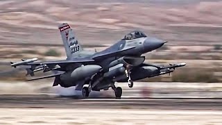 F16 Fighter Jets Preflight  TakeoffLanding At Nellis AFB [upl. by Femmine]