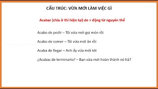 Bài 14  Cấu trúc quotAcabar de  động từ nguyên thểquot trong tiếng Tây Ban Nha [upl. by Clareta]