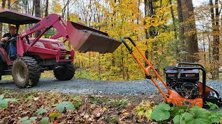 Using the Vevor Vibratory Compaction Tamper to tamp sub roadbed at Stoddard Hill Farm Railway [upl. by Eceinart]