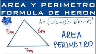 Área del triángulo  tres lados  Fórmula de Herón [upl. by Eanahs200]