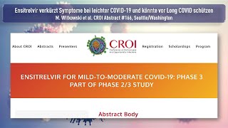 Ensitrelvir verkürzt Symptome bei leichter COVID 19 und könnte vor Long COVID schützen [upl. by Tsugua647]